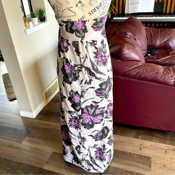 Lori M Collection Maxi Dress Women's Size XL Floral Lavender Strapless Lined - Picture 11 of 12